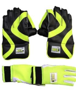 JetFire Cricket Men's Ibex Foam College Wicket Keeping and Cotton Inner Gloves Combo (Green)