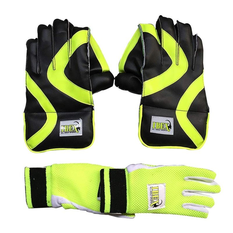JetFire Cricket Men's Ibex Foam College Wicket Keeping and Cotton Inner Gloves Combo (Green)