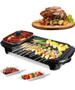 Olympia 2 in 1 Electric BBQ Grill Hot Pot Shabu Shabu Hot Pot,220V/ 1360W, Non Stick Roasting Pans, Temperature Control Hotpot Grill, Suitable for 3-13 People Gatherings