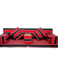 COMFY 7 PC FOLDING ARABIC AUTHENTIC MAJLIS SOFA RED & BLACK