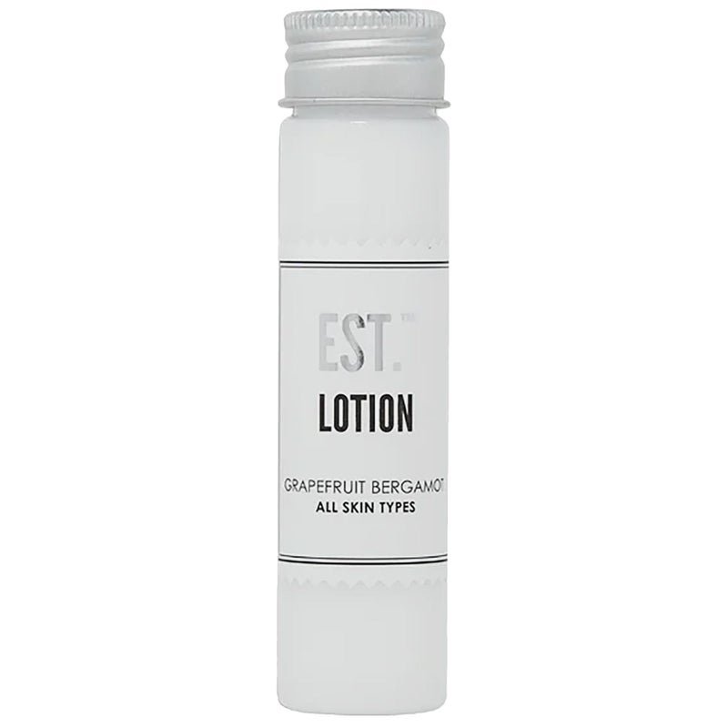 World Amenities EST Soothing Hand Body Lotion with GrapefruitBergamot fragrance BiodegradableRecyclable Bottle with Screw Top 141oz 40ml Pack of 48