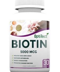 OptiTect Biotin Supplement For Hair, Nails, And Skin Health 5000 Mcg Vegan