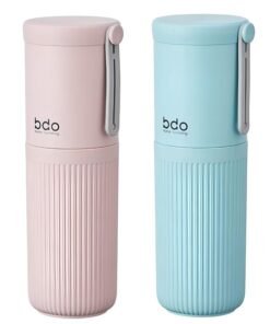 Shopiable Store Portable Travel Toothbrush Holder Set | 2-in-1 Toothbrush & Toothpaste Case with Cup | Compact, Durable & Lightweight | Travel & Bathroom Essentials for Men & Women (Pack of 2)