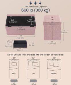 Alternative view of SONGMICS HOME Storage Ottoman Bench, Storage Chest, 38.1 × 76.2 × 38.1 cm, Foot Rest Stool, End of Bed Bench, Load up to 299.4 kg, for Living Room, Bedroom, Entryway, Jelly Pink ULSF096R01 MDF