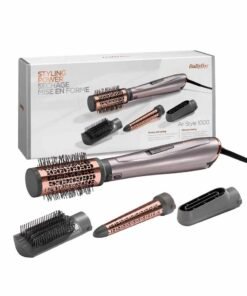 BaByliss 1000 Air Styler, Adjustable 2 Heats + Cool Setting, Ionic Technology For Frizz Free Hair, FREE Conical Curling, Volumizing & Precise Drying Attachment With Heat Pouch Purple