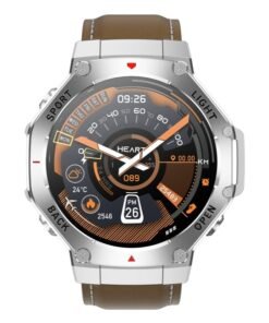 RollsTimi  Men's Smart Waterproof Sports Watch, Bluetooth Call, 1.53"Inch High-Definition Touch Screen, Multi-Dimensional Health Monitoring, With Flashlight and Compass,Long-Lasting Battery Life TR3MAX Silver Brown
