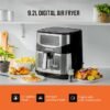 GEEPAS Digital Air Fryer 9.2 L With Vortex Air Frying Technology| Oil Free Cooking Led Display With Touch Screen 9 Preset Cooking Modes 9.2 L 1800 W GAF37524 Black and silver