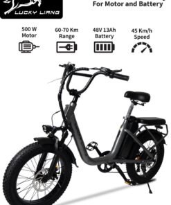 Lucky Liang U03 Electric Bike 500W Motor (750W Max), 48V 13Ah Battery, 45Km/h Speed, 45Km Range, 20”3.0 Tires, Disc Brakes, Carbon Steel Frame – Powerful Long Range E-Bike for Adults
