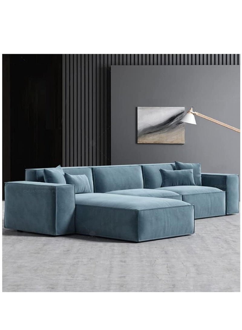 Karnak Carol Corner L-Shaped Luxury Sofa For Living Room Solid Wood Corner Modern Design Couch, Velvet Upholstered Color (Turquoise)