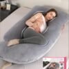 Donetella G-Shape Pregnancy Pillow – 180 cm Full Body Maternity Support Pillow with Removable Washable Velvet Cover – Support for Back, Legs, Belly & Hips – Silver