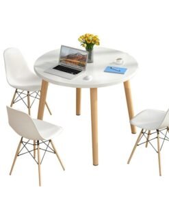 CityRiya-Long Dining Table Kitchen Dining Table Round Dining Room Table White Coffee Table for 2 to 4 People(Table Only)