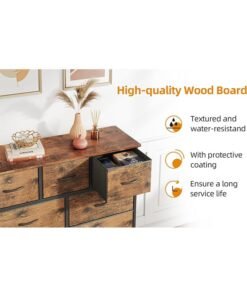 RATSAW Storage Cabinet with 9 Drawers Bedroom Dresser Wide Storage Chest with Removable Bins Storage Organizer Unit for Living Room Entryway Hallway Kids Room 100x30x96cm - Image 3