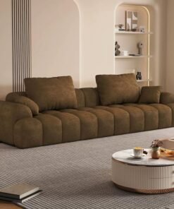 Comfynest Extra Long Modern Wood Framed Sofa With Standard Seat Size And Foam Filling - Anti Cat Scratch Fabric 240 X 96 X 65 Cm Dark Coffee