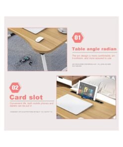 Cuisine Art Laptop Desk Folding Bed Table with Adjustable Angle, iPad Slot, and Cup Holder, Ergonomic Lap Tray for Bed or Couch, Foldable Notebook Stand for Watching Movies, Reading, and Working, Beige