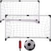 Rock Pow Children Portable Football Goal Soccer Door Set with Soccer Ball and Pump Indoor and Outdoor Sports Kids Soccer Goals for Backyard