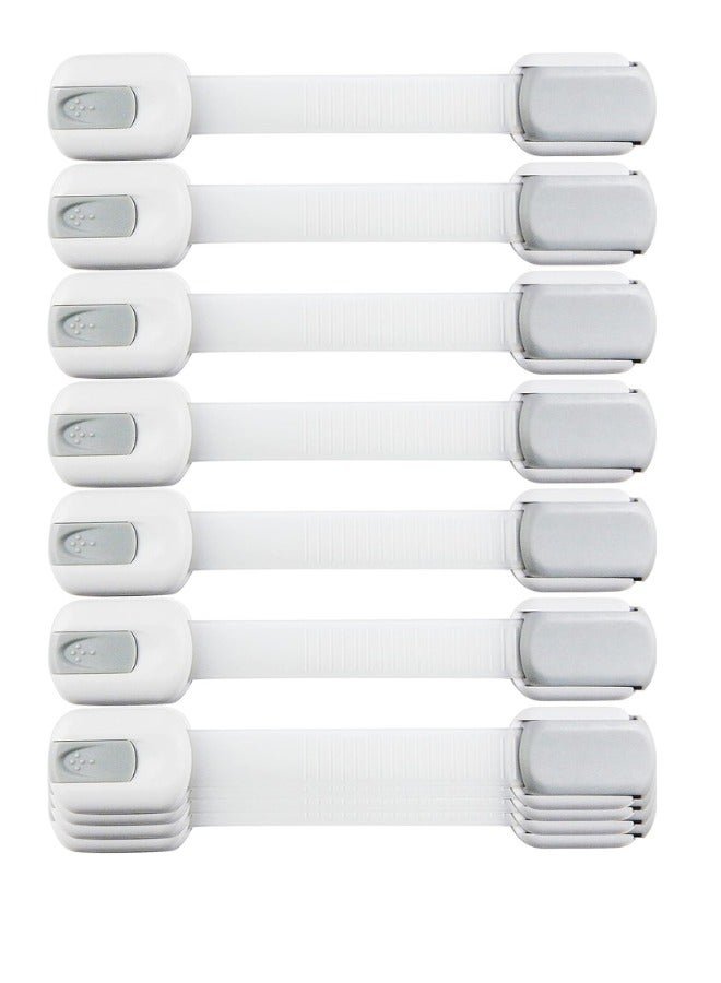 Ferepiper 10 Pcs Child Safety Strap Locks Baby Lock for Cabinets and Drawers Toilet Fridge With Adhesive Sticker Easy Installation White