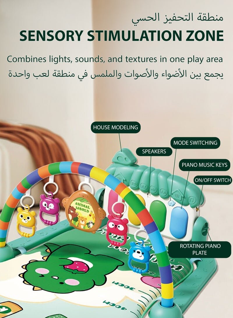 Toshionics Baby’s Fitness Piano with Bright Lights Hanging Rustle Toys and Musical Keyboard Piano Baby Infant Kids Small Children Feeding Crawling Play Mat Piano Toy Fitness Device Baby Kick and Play Mat Gym and Fitness Rack Musical Baby Toy for 3, 4, 5, 6, 7, 8, 9, 10, 11, and 12 Months Ages - Image 2