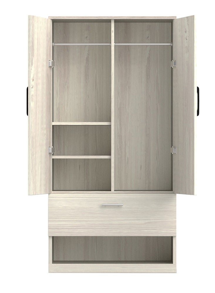 Mahmayi Wooden Wardrobe with 1 Doors, and Open Shoe Rack, Hanging Rod and 2 Compartments, Wooden Closet Storage Cabinet for Bedroom, Living Room - Cascina Pine