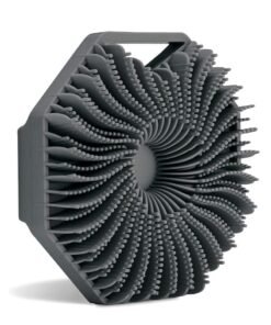 SHAYDX Antibacterial Silicone Body Scrub Brush, Eco-Friendly Gentle Shower Bath Brush for Sensitive Skin, Nourishing & Cleaning Charcoal-Infused Silicone Body Scrubber (Gray)