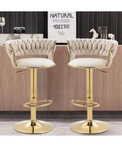 Adjustable Height Metal Frame Cushioned Bar Stool 2 Pc set