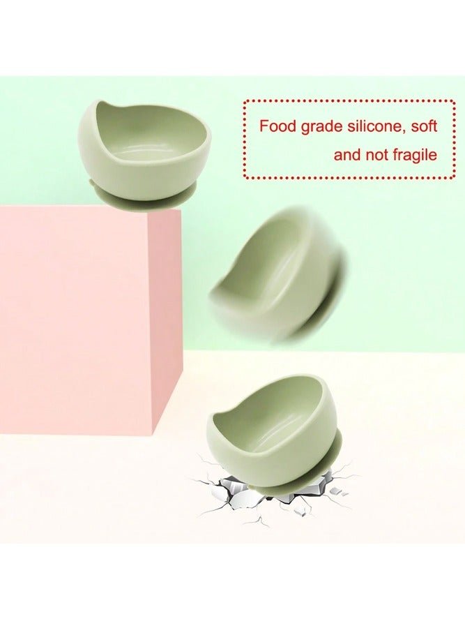 Bebiland Set Of 2 Pieces Silicone Baby Feeding Set With Suction, Silicone Bowl and Spoon For Baby, Kids, Green - Image 2