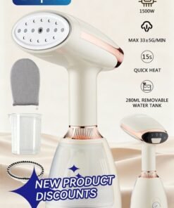Yaqeen [New Upgrade] Handheld Garment Steamer With 3 Steam Levels 15s Fast Heat-Up, Portable Steam Iron 1500W Led Display 280ml Tank, Steamer Iron Suitable For Silk Cotton Linen And Other Fabrics For Quick Ironing Without Damaging Clothing