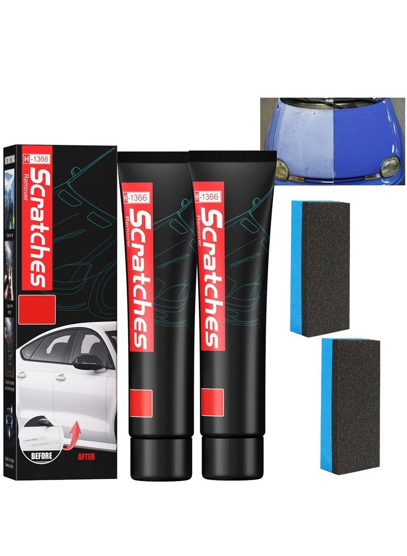 SYOSI Car Scratch Removal Kit, 2Pcs Car Scratch Repair Kit, Car Paint Scratch Repair Agent, Car Scratch Remover, Grinding Polishing Restorer Paste with Sponge, Erase Car Scratches (60ML)