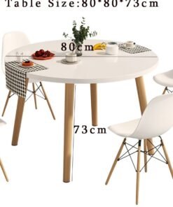 CityRiya-Long Dining Table White Kitchen Table Round Dining Table Modern Breakfast Table Desk Leisure Coffee Table for Living Room/Office/Meeting Room Kitchen Lounging Cafeterias 80cm