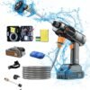 Motim High Pressure Electric Cleaning Machine 6 in 1 Nozzle+1Pc Car Wash Glove+3Pc Towels, Portable Car Washer Gun Set with Rechargeable Battery for Car Washing, Flower Watering, and Floor Cleaning