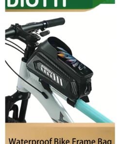 DIOTTI Waterproof Bike Frame Bag with Phone Holder, Top Tube Handlebar Bag with Sun Visor & Sensitive Touch Screen, Fits Smartphones Under 7", Large Capacity Cycling Accessories