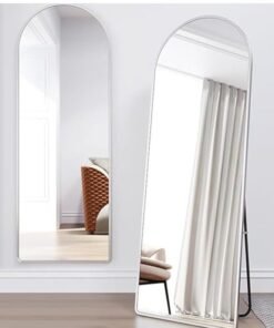 Arched Full Length Mirror, Floor Big Standing Mirror, Against Wall for Bedroom,Dressing and Wall-Mounted Thin Frame Mirror, Silver