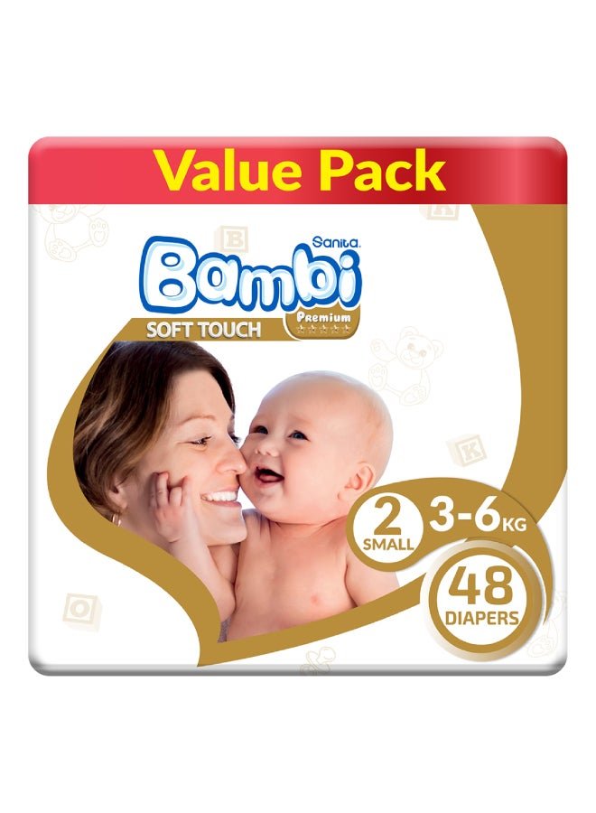 Sanita Bambi Size 2, Small, 3-6 Kg, Value Pack, 48 Diapers
