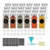 XiuWoo 24-Piece Glass Spice Jar Set with Airtight Metal Caps - 120ml Empty Square Spice Containers with Shaker Lids, Labels, Silicone Collapsible Funnel, Sponge Brush, White board Pen Included Multicolour 120ml