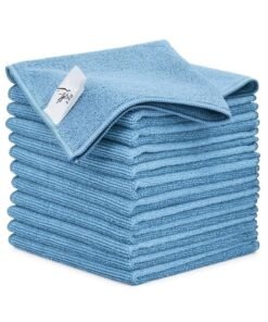 ZAQ Microfiber Cleaning Cloths, Rags Kitchen Towel Dish, Car Wash Kit, Windows, Surface, Bathroom, Absorbent Reusable, All Purpose, Cleaning Supplies - 30 x 40 cm – Blue (Pack of 10)