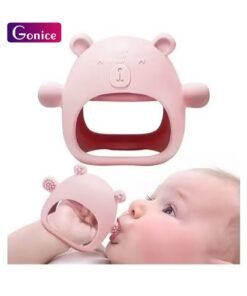 Gonice Teething Toys for Babies 0-6 Months Silicone Hand Teethers Baby Anti Dropping Hand Pacifiers Infant Chew Toys for Sucking Needs(Pink)