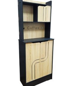 TPGP Coffee Corner || Coffee Table || Coffee Bar for living room, Kitchen, dining room and Office, Coffee machine stand with cabinet storage Size 58x27x150 cm (Made Of Foam plastic) (Black And Wooden) - Image 3