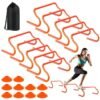 WALALLA Agility Hurdles Training Equipment - 10 Speed Hurdles and 10 Soccer Cones with Carrying Bag for Soccer, Football, and Track Drills, Ideal for Athletes Speed and Agility Training