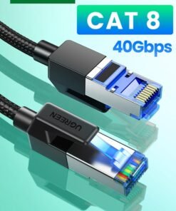 Ugreen Cat8 Ethernet Cable High Speed 40Gbps 2000MHz RJ45 Network Internet Braided Shielded Cord LAN Wire Compatible with Gaming Switch PC PS5 PS4 Xbox Modem Router WIFI Extender Patch Panel -2M