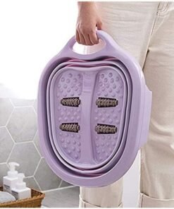 Kimaya Foot SPA Bath Tub Foot Soak Bath Tub with Massaging Rollers Spa Basin for Soaking Stress Relief Portable Collapsible Foot Massage Bucket Foldable Foot Spa Collapsible, Purple