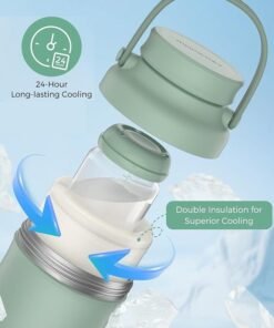 Alternative view of Momcozy Portable Breast Milk Cooler 22oz for Outdoor, Life Saver with 360° Total Cooling for 24 Hours, Larger Capacity Travel Breastmilk Chiller with 2pcs Baby Bottles for Breastmilk Storage, Green