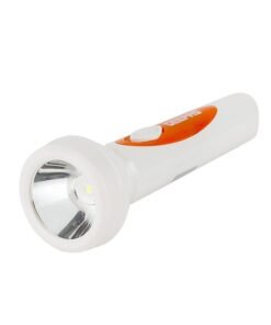 GEEPAS LED Torch - Rechargeable LED Flashlight - Super Bright 1x3W Hi-Power LED Torch Light - Pocket Size Handheld Emergency Torch - Powerful Torch White/Orange