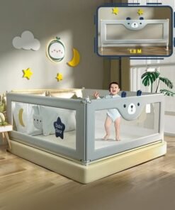 Y&D 1.9M Baby Wider Splicing Bed Fence Guardrail Heightened Rails Safety Anti-Fall Anti-Fall Bedside 1-Piece Toddler Bed Rail Guard Anti-Fall Height Adjustable and Folding Baby Bed Rail Guard Breathable Mesh with Double Safety Child Lock