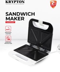 KRYPTON Slice Sandwich Maker with Cool Touch Handle, Indicator Light, Automatic Temperature Control and Non-Stick Coating Plate and Compact Size 750 W KNSM6063 White/Black