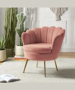 ALWASIT HOME Demetrius Single Seater Sofa Luxurious Design With Premium Fabric Best For Living Room For Hotel Velvet Fabric - Pink