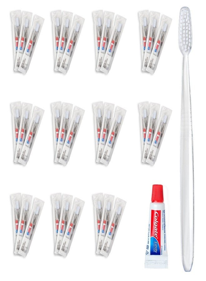 World Amenities - Bulk Disposable Dental Kit Bundle with Toothbrush and Toothpaste | 48 Count | Individually Wrapped - Travel Size Toiletries, Guest Hotel Amenities