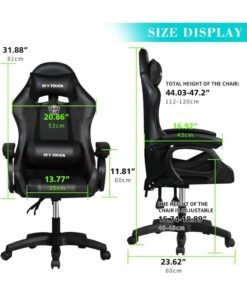 Alternative view of SKY-TOUCH Gaming Chair, Adjustable Height Ergonomic Computer Chair, PU Leather High Back Gamer Chair with Padded Armrests | Headrest | Ergonomic Design Lumbar Supportï½œSwivel Wheels, Black 53*60*120cm