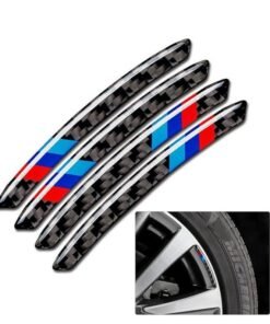 FETUSI Carbon Fiber Wheel Center Caps Emblems – 4PCS 3D Wheel Hub Stickers Universal Fit for BMW 1 2 3 4 5 6 7 Series X1 X2 X3 X4 X5 X6 Accessories – Car Rim Center Decoration Trim Covers