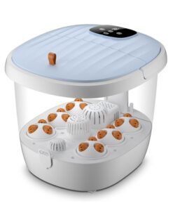 R.VIHAN Foldable Electric Shiatsu Foot Spa Massager with LED Display Intelligent Temperature Control Timer Herbal Soak Motorized Rollers and Vibration Foot Bath Basin Portable Soaking Basin Bucket Foot Wash Basin for Pain Relief Blood Circulation and Foot Care Home and Spa Usage