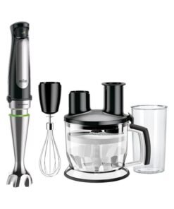 BRAUN Multi Quick 7 Hand Blender, 1000W Power, 1.5L Food Processor, 0.600L Beaker, Whisk, Stainless Steel Shaft, Splash Control, ACTIVEBlade, SmartSpeed Technologies MQ7075X Black/Silver/Clear