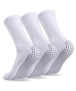 WAOKN 3 Pairs Professional Anti-Slip Sports Socks for Men & Women, Football & Basketball Socks with Rubber Anti-Slip Pads, Breathable & Anti-Blister, Suitable for Running, Hiking, Boxing & Rugby